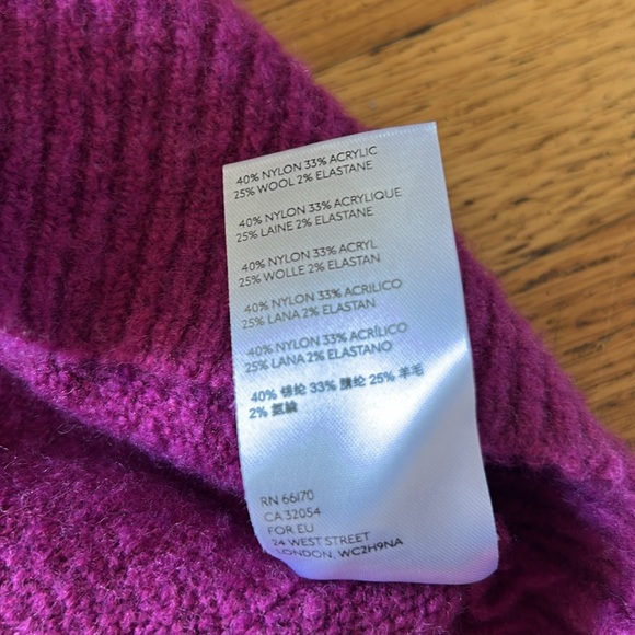 Free People Echo Beach Cowl Neck Wool Blend Sweater In Magenta Size S - Picture 13 of 14